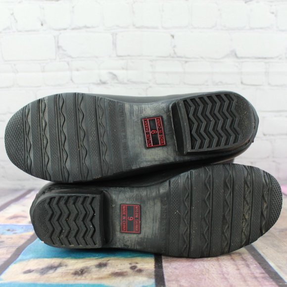 LL Bean Wellie Black Checkerboard Knee High Rain Boots Size 9 M - Picture 10 of 10